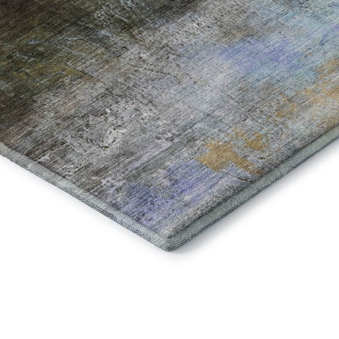 8' X 10' Brown And Teal Abstract Washable Area Rug With UV Protection