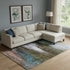 8' X 10' Brown And Teal Abstract Washable Area Rug With UV Protection
