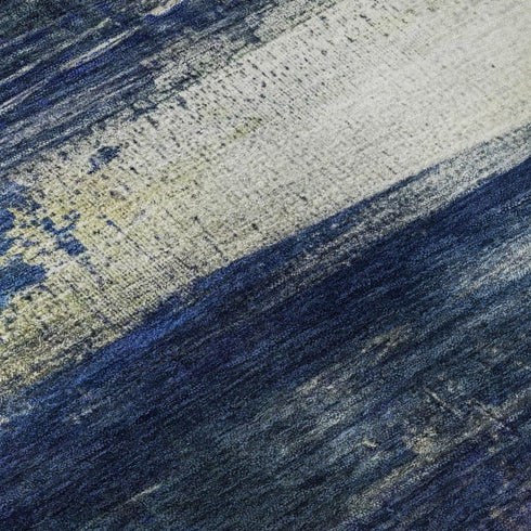 5' X 8' Blue And Pink Abstract Washable Area Rug With UV Protection