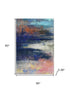 5' X 8' Blue And Pink Abstract Washable Area Rug With UV Protection