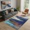 5' X 8' Blue And Pink Abstract Washable Area Rug With UV Protection
