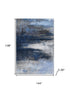 9' X 12' Navy Blue And Ivory Abstract Washable Area Rug With UV Protection