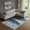 9' X 12' Navy Blue And Ivory Abstract Washable Area Rug With UV Protection