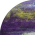 8' Purple And Lime Green Abstract Washable Round Rug With UV Protection