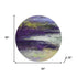 8' Purple And Lime Green Abstract Washable Round Rug With UV Protection
