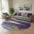 8' Purple And Lime Green Abstract Washable Round Rug With UV Protection