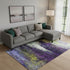 9' X 12' Purple And Lime Green Abstract Washable Area Rug With UV Protection