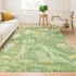 9' X 12' Green And Gold Abstract Washable Area Rug With UV Protection