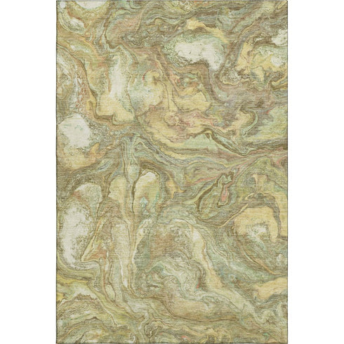 8' X 10' Gold And Beige Abstract Washable Area Rug With UV Protection