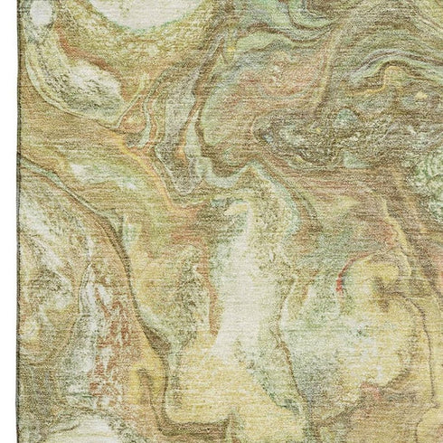 8' X 10' Gold And Beige Abstract Washable Area Rug With UV Protection