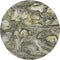 8' Pewter And Gold Abstract Washable Round Rug With UV Protection