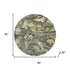 8' Pewter And Gold Abstract Washable Round Rug With UV Protection