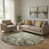 8' Pewter And Gold Abstract Washable Round Rug With UV Protection