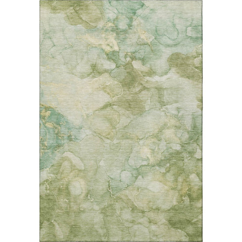 5' X 8' Sage And Beige Abstract Washable Area Rug With UV Protection