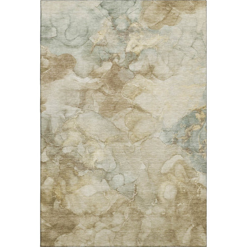 8' X 10' Beige And Ivory Abstract Washable Area Rug With UV Protection
