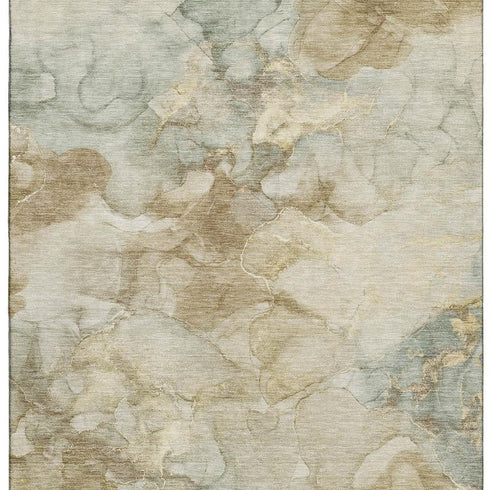 8' X 10' Beige And Ivory Abstract Washable Area Rug With UV Protection