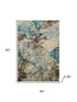 5' X 8' Brown And Teal Abstract Washable Area Rug With UV Protection