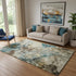 5' X 8' Brown And Teal Abstract Washable Area Rug With UV Protection