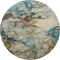 8' Brown And Teal Abstract Washable Round Rug With UV Protection
