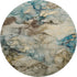 8' Brown And Teal Abstract Washable Round Rug With UV Protection