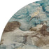 8' Brown And Teal Abstract Washable Round Rug With UV Protection