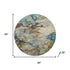 8' Brown And Teal Abstract Washable Round Rug With UV Protection