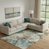 8' X 10' Brown And Teal Abstract Washable Area Rug With UV Protection