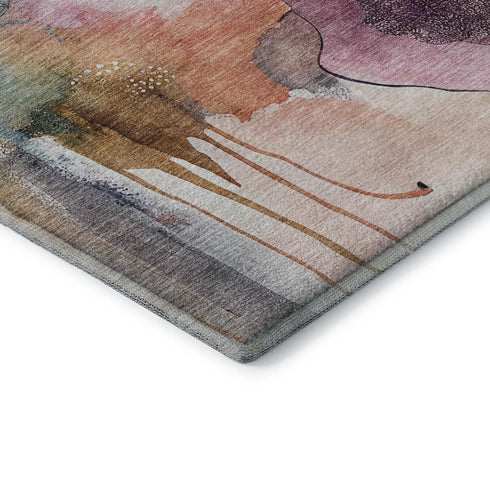 5' X 8' Blush And Ivory Abstract Washable Area Rug With UV Protection