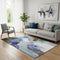 5' X 8' Brown And Teal Abstract Washable Area Rug With UV Protection