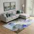 9' X 12' Brown And Teal Abstract Washable Area Rug With UV Protection