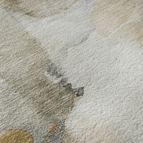 5' X 8' Coffee And Ivory Abstract Washable Area Rug With UV Protection
