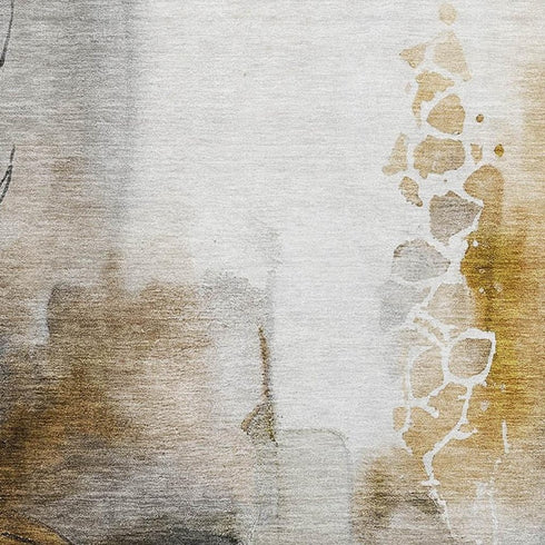 8' X 10' Coffee And Ivory Abstract Washable Area Rug With UV Protection