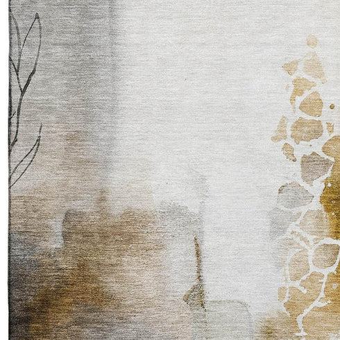 8' X 10' Coffee And Ivory Abstract Washable Area Rug With UV Protection