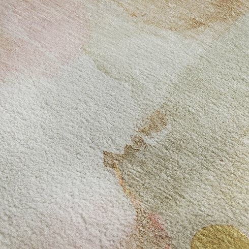5' X 8' Mauve And Copper Abstract Washable Area Rug With UV Protection