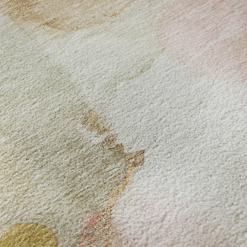 5' X 8' Mauve And Copper Abstract Washable Area Rug With UV Protection