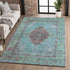 9' X 12' Aqua And Purple Medallion Washable Area Rug With UV Protection