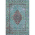 9' X 12' Aqua And Purple Medallion Washable Area Rug With UV Protection