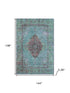 9' X 12' Aqua And Purple Medallion Washable Area Rug With UV Protection
