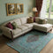 9' X 12' Aqua And Purple Medallion Washable Area Rug With UV Protection