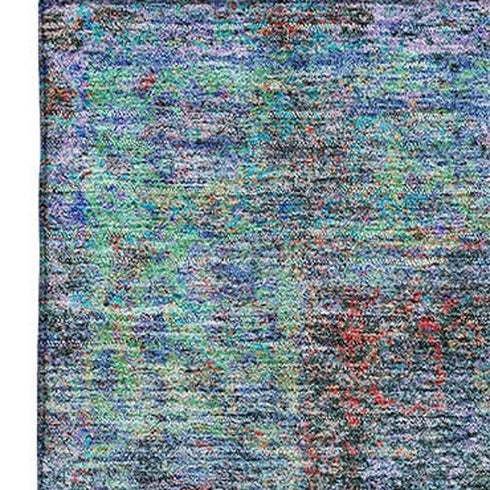 5' X 8' Blue And Rust Medallion Washable Area Rug With UV Protection