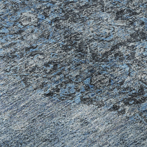 5' X 8' Denim Blue And Gray Medallion Washable Area Rug With UV Protection