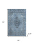 5' X 8' Denim Blue And Gray Medallion Washable Area Rug With UV Protection