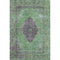 5' X 8' Lime Green And Purple Medallion Washable Area Rug With UV Protection