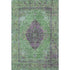 5' X 8' Lime Green And Purple Medallion Washable Area Rug With UV Protection