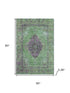 5' X 8' Lime Green And Purple Medallion Washable Area Rug With UV Protection