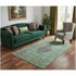 5' X 8' Lime Green And Purple Medallion Washable Area Rug With UV Protection