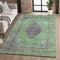 8' X 10' Lime Green And Purple Medallion Washable Area Rug With UV Protection
