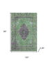 8' X 10' Lime Green And Purple Medallion Washable Area Rug With UV Protection
