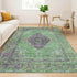 8' X 10' Lime Green And Purple Medallion Washable Area Rug With UV Protection