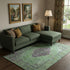 8' X 10' Lime Green And Purple Medallion Washable Area Rug With UV Protection